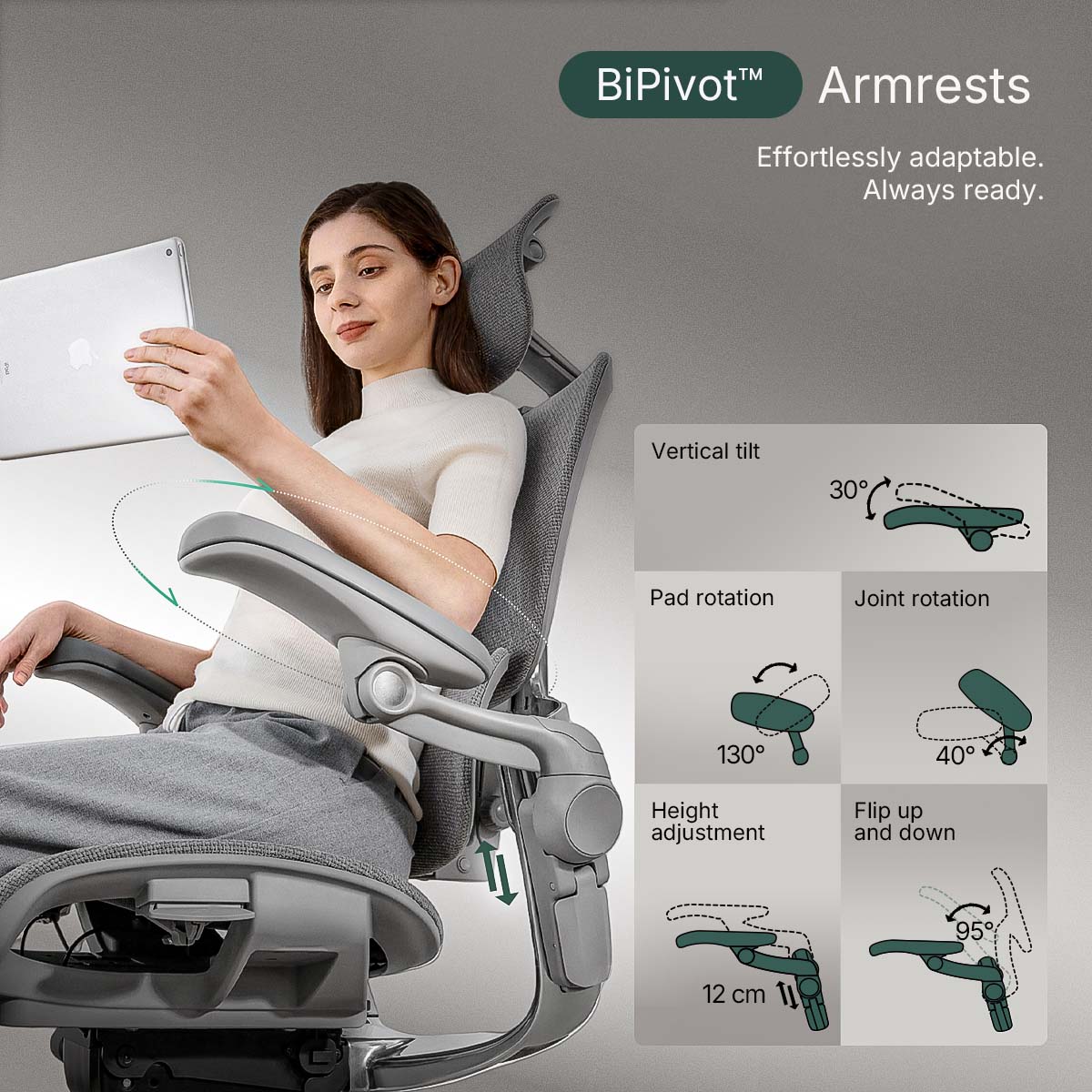 Hinomi H2 Pro Ergonomic Office Chair with Selectable Footrest - Image 3