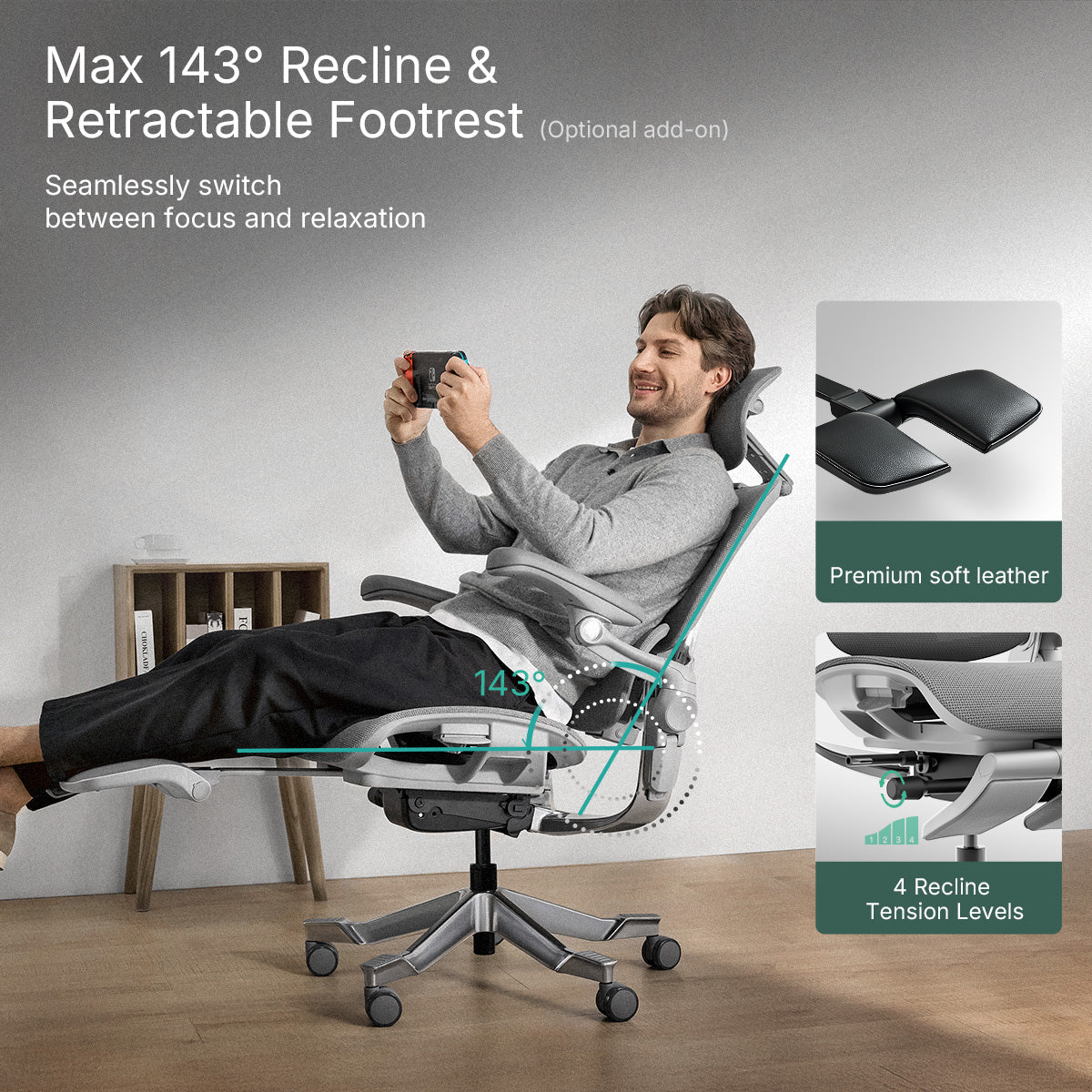 Hinomi H2 Pro Ergonomic Office Chair with Selectable Footrest - Image 5